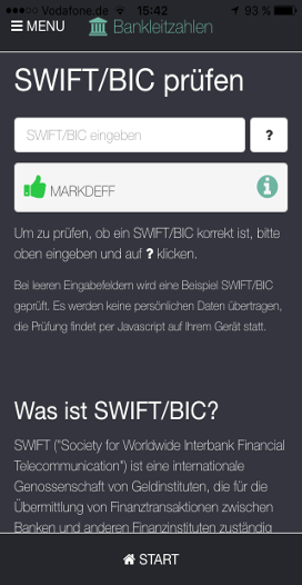 SWIFT/BIC prüfen